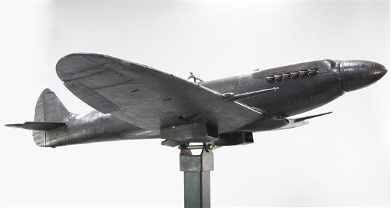 Stephen Allen. A limited edition bronze 1/5th scale model of a Mark XIVc spitfire with a wrought iron stand.